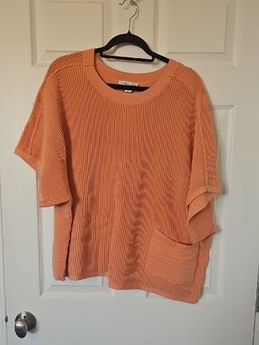 Coldwater Creek Coral Knit Top with Pocket Detail